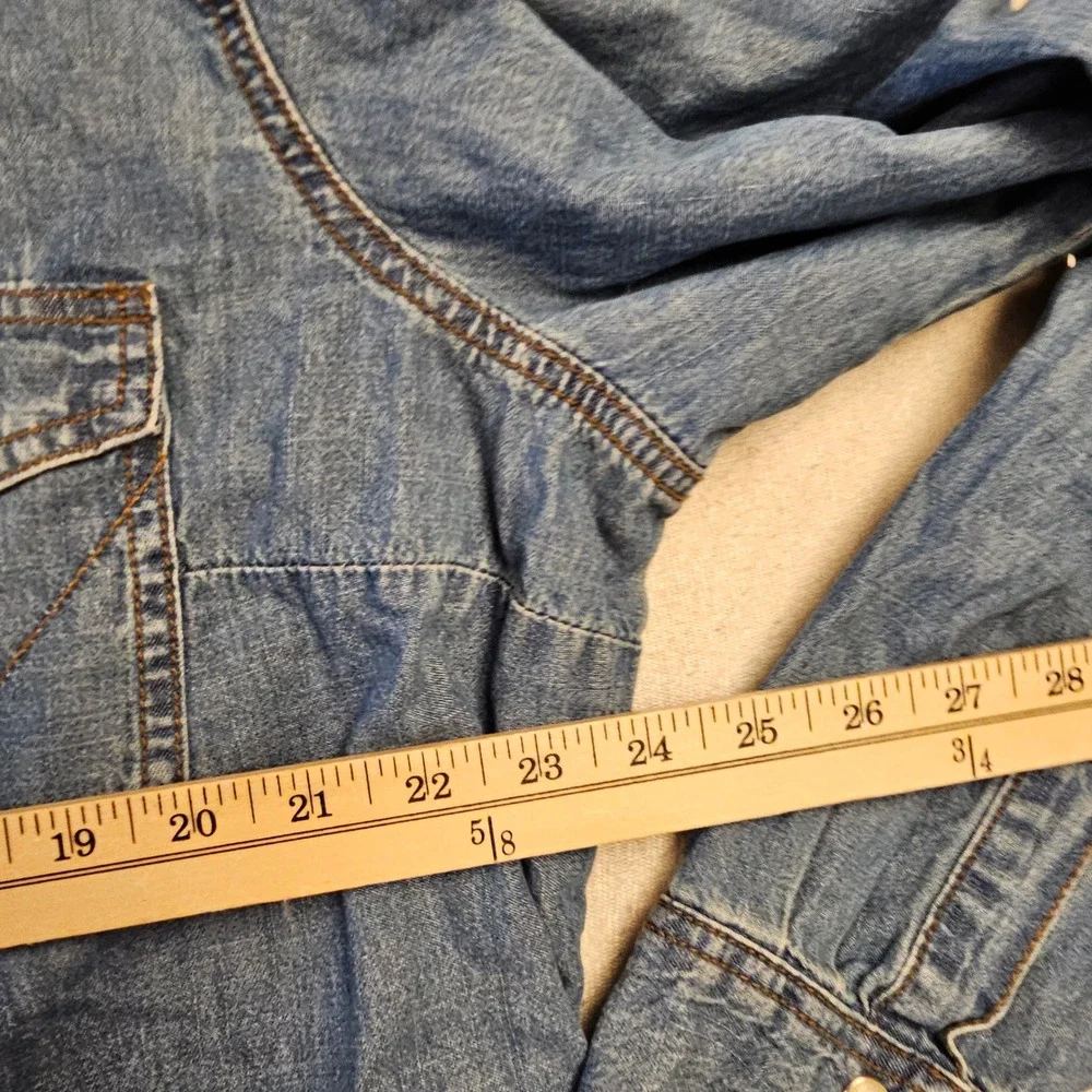 Wrangler Retro Mens XXL Denim Western Snap Front Shirt Blue Long Sleeve 6454
